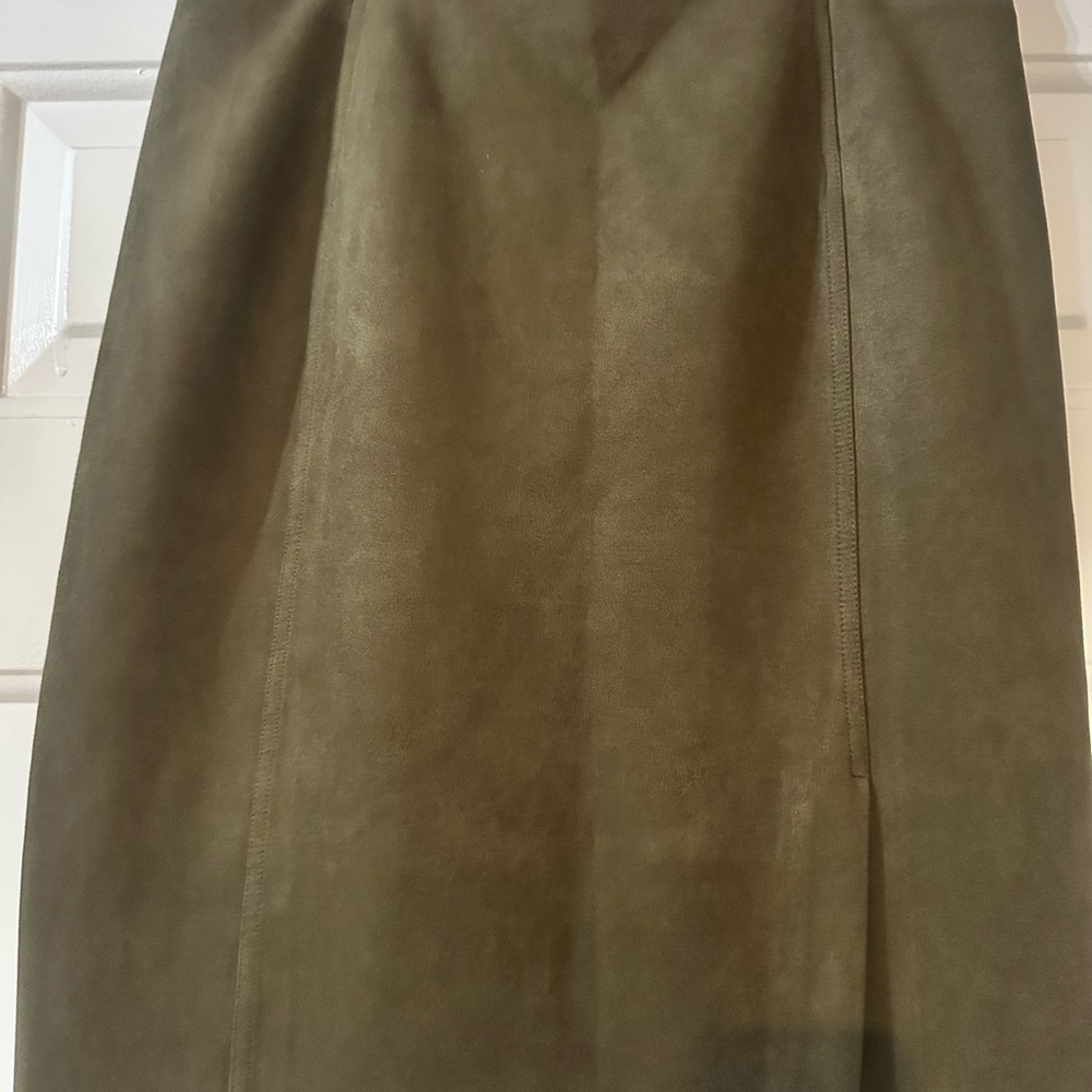 Premise Olive Green Faux Suede Pencil Skirt. Size medium. - Picture 2 of 6